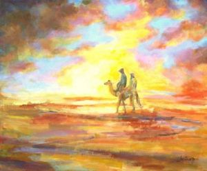 Peinture de Jan Oud: in the dessert