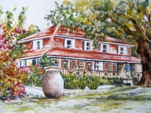 Peinture de Catherine VALETTE: Habitation martiniquaise