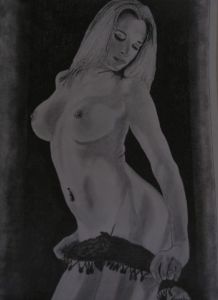 Dessin de franck zacchi: nue dans la nuit