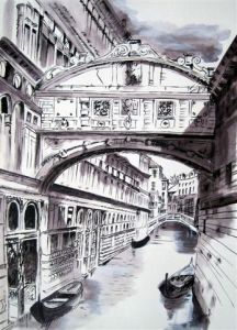 Dessin de Martine YVOREL: Le pont des soupirs
