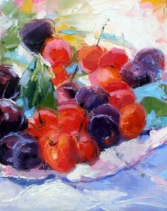 Peinture de Veronique LANCIEN: ROUGE CERISES