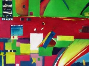 Peinture de MURIEL AUSTRUY: red and green