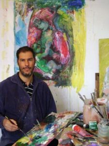 Photo de SAMI SAHLI: l'artiste SAMI SAHLI dans l'atelier