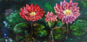 Peinture de roseline chouraqui: reines des etangs