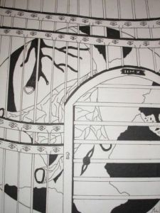 Oeuvre de mangue: en cage