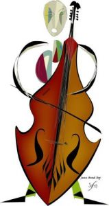 Peinture de soffya: Marlow contrebassiste au Jazz bond boys