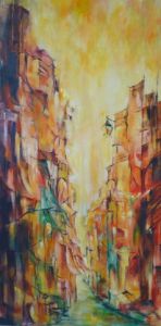Peinture de janine chetivet: la rue 1