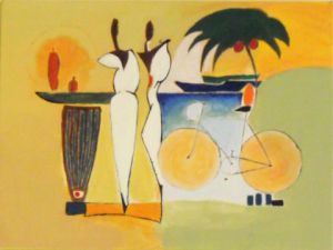 Peinture de Joelle AVELINE: diner à deux