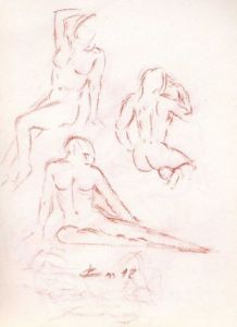 Dessin de Jean-Joseph Chevalier: croquis de femme nue