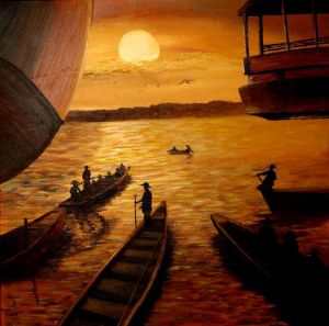 Peinture de Michel Roubenne: Soleil couchant