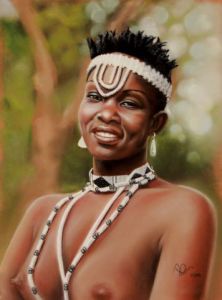 Peinture de ALAIN PESTOURIE: Danseuse du Botswana