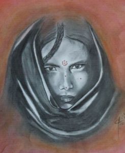 Dessin de alvesc: Jeune fille au voile