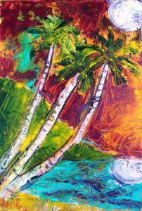 Peinture de MARIE INDIGO: Moon and sunset