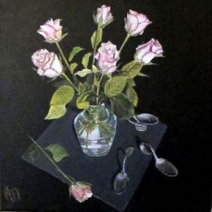 Peinture de annie massollo: Vase de rose 