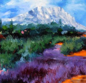 Peinture de Veronique LANCIEN: LAVANDES A LA STE VICTOIRE