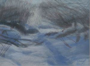 Dessin de Jacqueline DARDEL-KORMANN: Chemin enneigé 1
