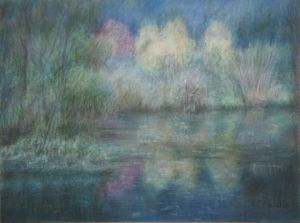 Dessin de Jacqueline DARDEL-KORMANN: Automne à l'Arboretum d'Aubonne