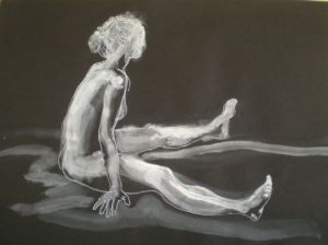 Dessin de Christibess: femme assise en pleine lumière 