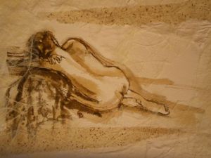 Dessin de Christibess: nu  de dos couché