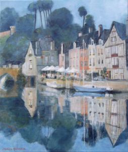 Peinture de Meryl QUIGUER: Reflets au port de Dinan