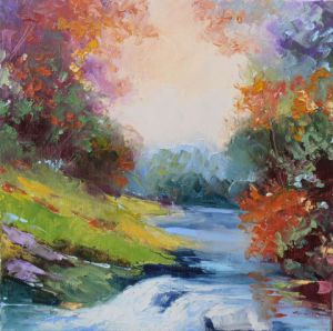 Peinture de Veronique LANCIEN: SOUS BOIS D'AUTOMNE