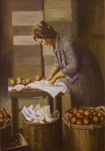 Peinture de chanu: L'emballage des pommes à couteaux