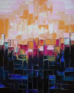 Peinture de Olivia BOA: Sunset on buldings