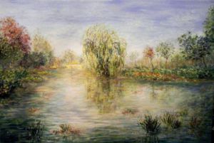 Peinture de Daniele KECHIDI: Etang au saule