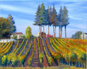 Peinture de Dominique  Amendola : VIGNES EN AUTOMNE