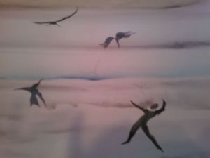 Peinture de BRIGITTE BASPEYRAS: homme oiseau