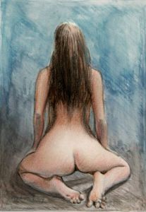 Peinture de delatour: dessin de nu 4  couleur