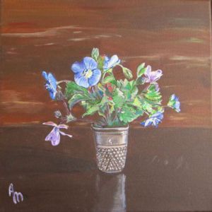 Peinture de annie massollo: Le dé à coudre servant de vase