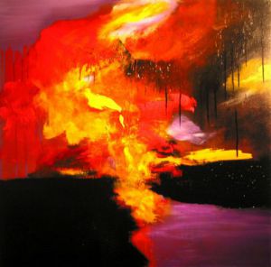 Peinture de jean pierre MALLET: Paysage flamboyant 3