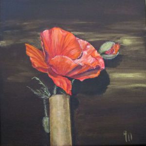 Peinture de annie massollo: Coquelicots en vase .
