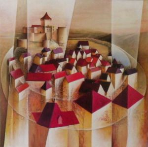 Peinture de Frank GODILLE: Castelnaud d'en haut