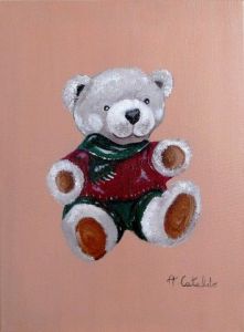 Peinture de peinture-montagne: nounours assis 