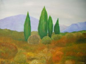 Peinture de Jigee: la garrigue en automne