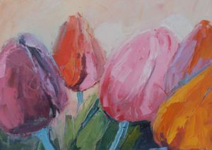 Peinture de Veronique LANCIEN: TULIPES PETIT FORMAT