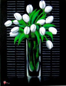 Peinture de Marc PARMENTIER: Tulipes blanches