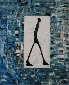 Peinture de Monique Pradoux: L'HOMME QUI MARCHE 