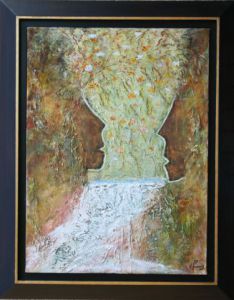 Peinture de Monique Pradoux: La Cascade au Deux Visages