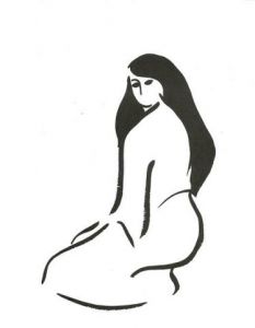 Peinture de Monique Bossicart: FEMME AGENOUILLEE