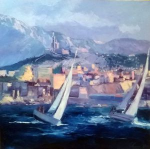 Peinture de Veronique LANCIEN: RADE DE MARSEILLE