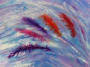 Peinture de andre faure: plumes
