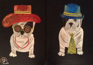 Peinture de SONYA DZIABAS: MISS And MISTER DOG