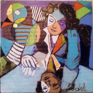 Peinture de Raphaelle Giordano: Femme au reflet