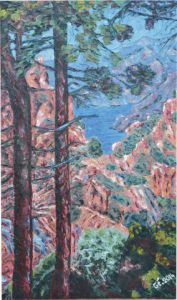 Peinture de Gerard SERVAIS: les calanches de Piana (corse)