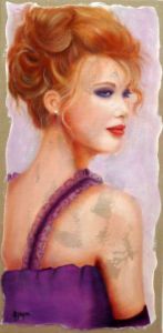 Peinture de MARTINE GREGOIRE: CHIGNON ET TENUE DE SOIREE