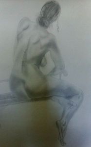 Dessin de api: dos sur un banc