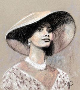 Dessin de ALAIN PESTOURIE: Sophia et son chapeau